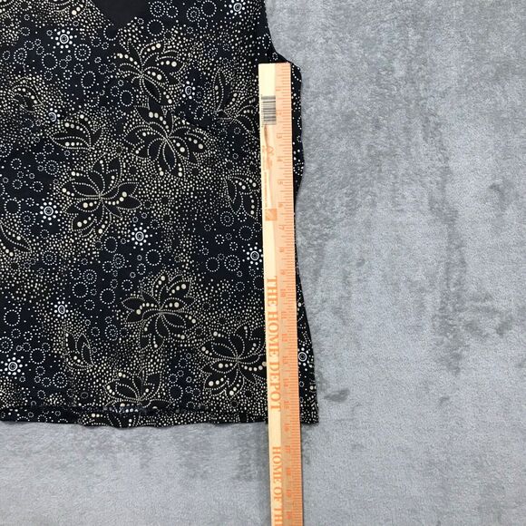 Talbots Pure Silk Classic Shell Black & Gold Floral Size 10 Lined Career Work - Picture 5 of 5